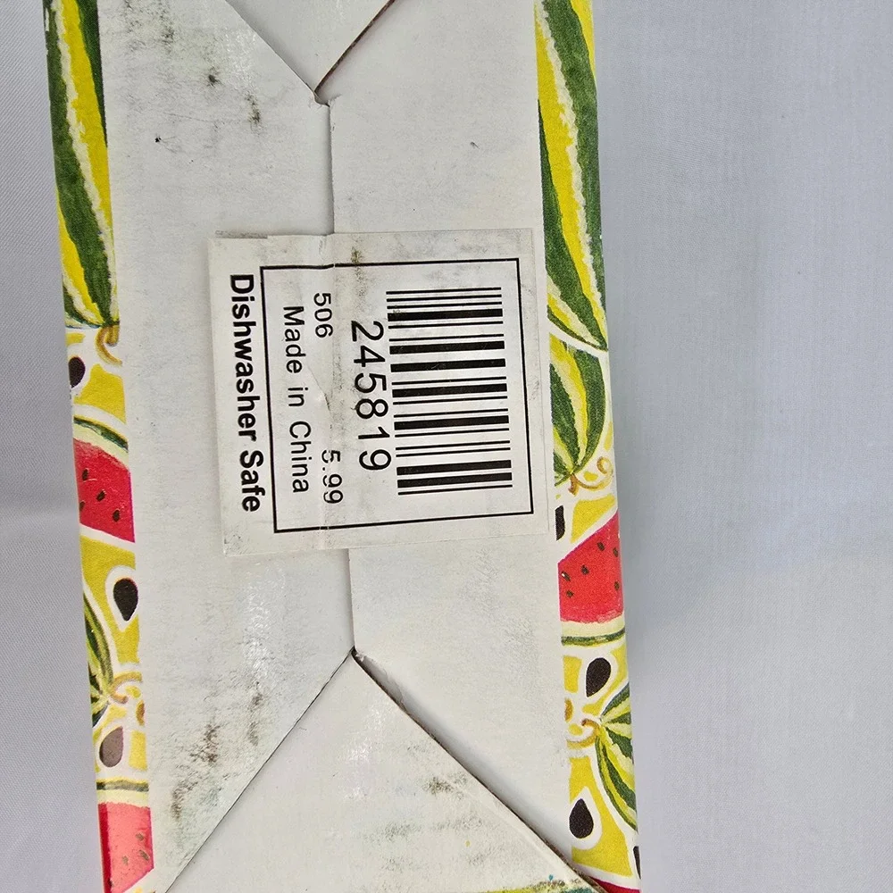 Watermelon Ceramic Napkin‎ Rings Set of 4 Summer Picnic Table Decor Green Red